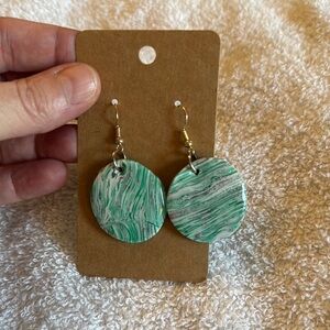 Green Swirl Dangle Earrings